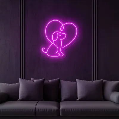 Scribble Dog Heart Neon Sign - Stealth Promo Co