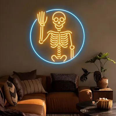 Waving Skeleton Neon Sign - Stealth Promo Co