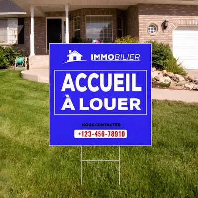 Panneau pour la location d'une maison