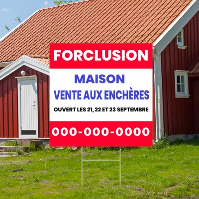 Panneau pour vente aux enchères de maison