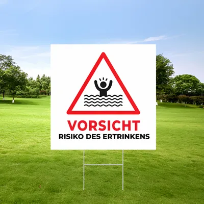 Individuelles Ertrinken Warnung Gartenschild