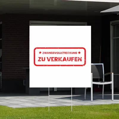 Individuelles Gartenschilder für Zwangsversteigerungen