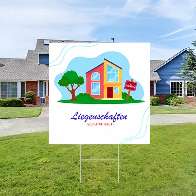 Individuelles Gartenschilder für Immobilienunternehmen