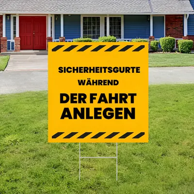 Individuelles Fahren Sicherheitsgurte Gartenschilder