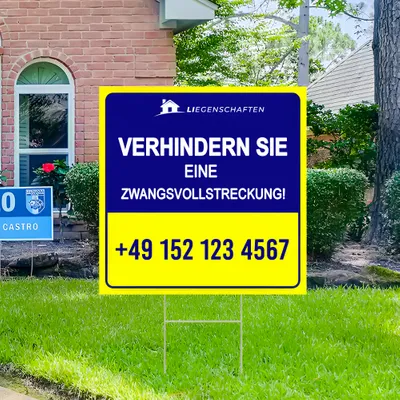 Individuelles Prevent Zwangsvollstreckung Gartenschild