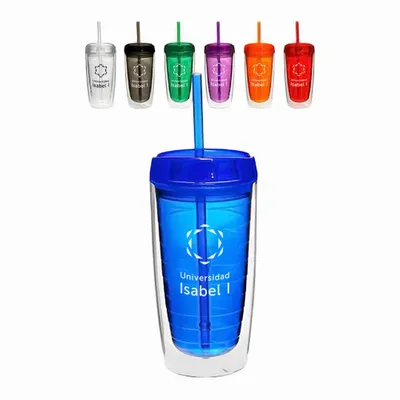 16 Oz Fresh Flow Acrylic Tumblers with Straw - Imprint Now - ES