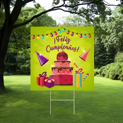 Cartel de Jardin Tarta de Cumpleaños