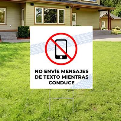 Cartel de Jardin No Usar el Móvil Mientras se Conduce  Personalizado