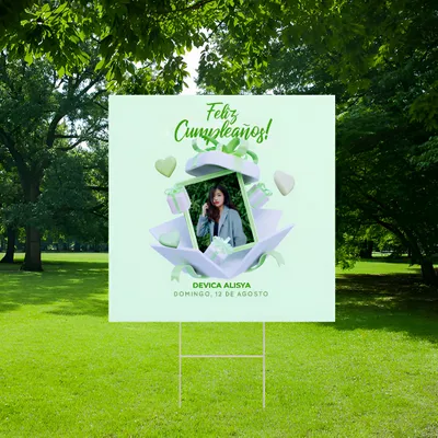 Cartel de Jardin Cumpleaños con Foto Personalizado