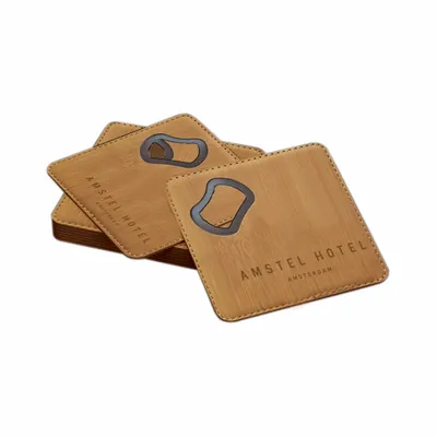 Leren Flesopener Onderzetter - Imprint Now - NL