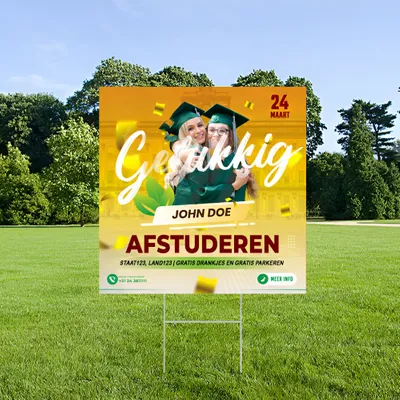 Gepersonaliseerde Afstudeerfeest Tuinbord
