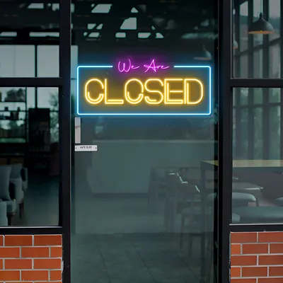 We Are Closed Neon Sign - Stealth Promo Co