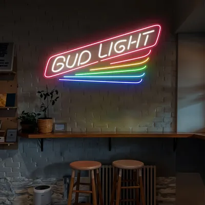 Rainbow Bud Light Neon Sign - Stealth Promo Co