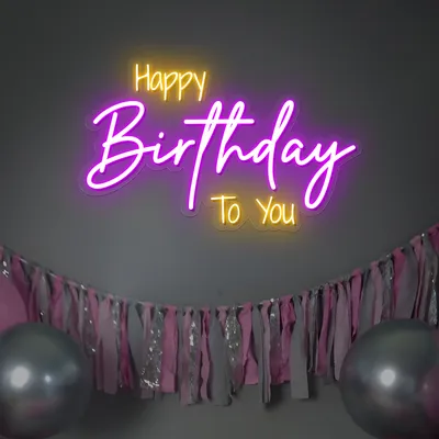 Bright Happy Birthday Neon Sign - Stealth Promo Co