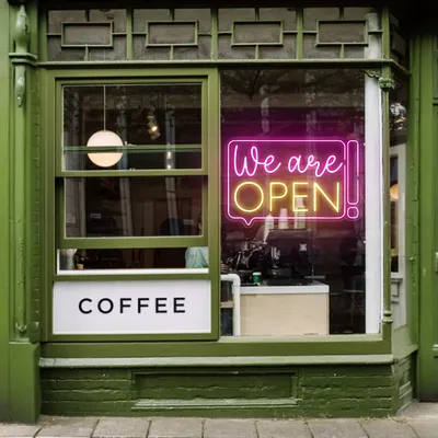 Striking Open Neon Sign - Stealth Promo Co