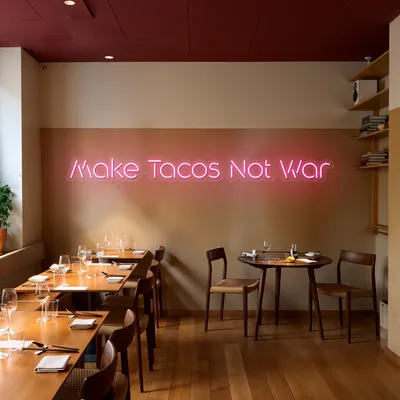 Mouthwatering "Make Tacos Not War" Neon Sign - Stealth Promo Co