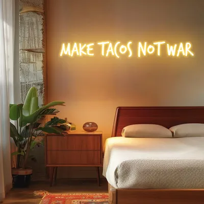 Zesty "Make Tacos Not War" Neon Sign - Stealth Promo Co