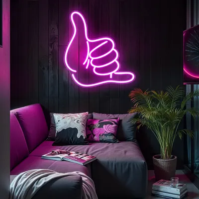 Pink Shaka Hand Neon Sign - Stealth Promo Co