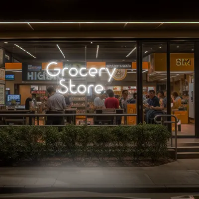 Grocery Store Window Neon Sign - Stealth Promo Co