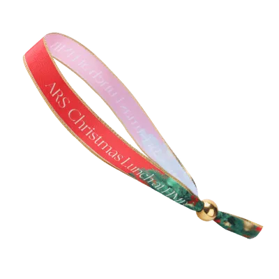 Full Color Metallic Edge Satin Cloth Wristbands - Stealth Promo Co