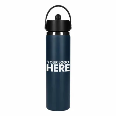 Hydro Flask Wide Mouth w/ Flex Straw Cap 24oz - Stealth Promo Co