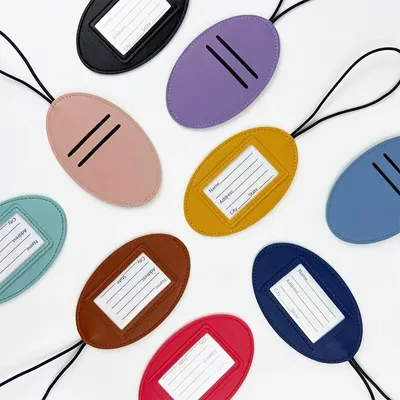 Oval Leather Luggage Tag - Stealth Promo Co