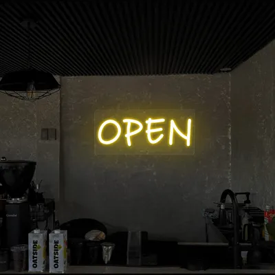 Open Neon Sign (small handwritten style) - Stealth Promo Co