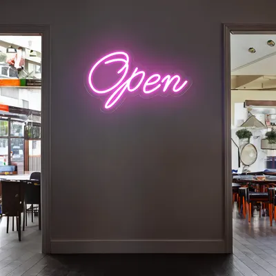 Open Script Neon Sign - Stealth Promo Co