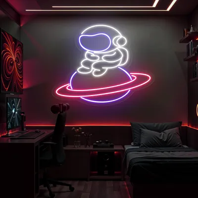 Astronaut In Saturn Neon Sign - Stealth Promo Co