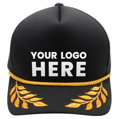 Pitbull Cambridge PB306 5 Panel Sponge Trucker Hat Bay Gold Leaf Foam Cap - Stealth Promo Co