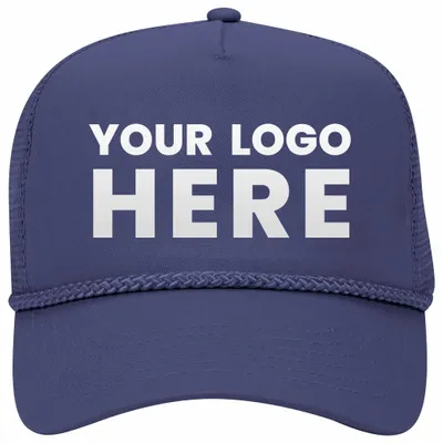 Otto 5 Panel Mid Pro Mesh Back Trucker Hat, Cotton Blend Twill Rope Cap - 39-071 - Stealth Promo Co