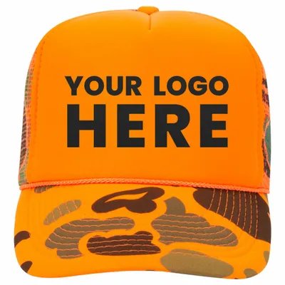 Otto 49-131 5-Panel High Crown Foam Trucker Hat - Neon Camo - Stealth Promo Co
