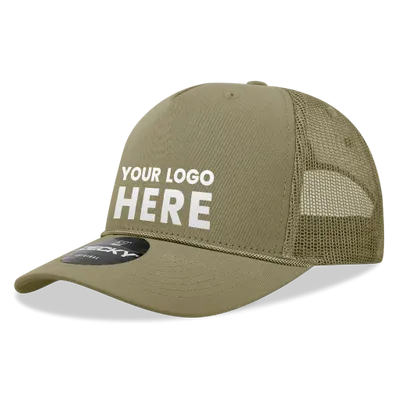Decky 6040 - 5 Panel Mid Profile Structured Cotton/Poly Blend Trucker w/Rope Cap - Stealth Promo Co