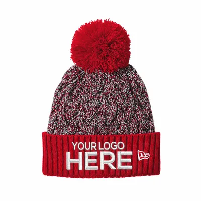 New Era Marled Knit Pom Beanie NE910 - Stealth Promo Co