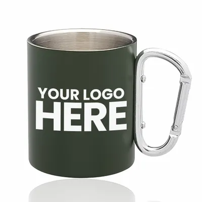 10 oz. Carabiner Handle Stainless Steel Mugs - Stealth Promo Co