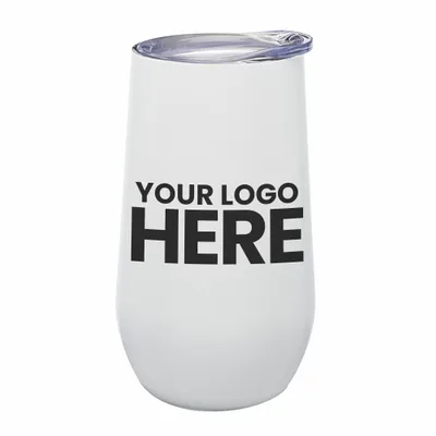 9 oz. Stemless Flute Wine Glasses with Lids - Stealth Promo Co