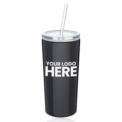 16 oz. Mira Stainless Steel Tumblers with Straw - Stealth Promo Co