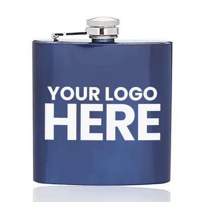 6 oz. Murano Stainless Steel Hip Flasks - Stealth Promo Co