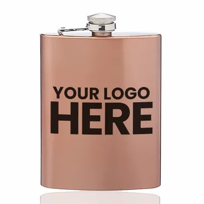 8 oz. Copper Coated Gran Torino Hip Flasks - Stealth Promo Co
