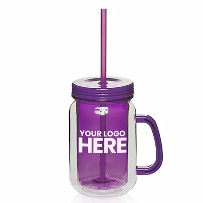 17 oz. Mason Jars with Straw - Stealth Promo Co