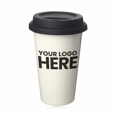 11 oz. Double Wall Ceramic Tumblers with Lid - Stealth Promo Co