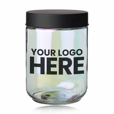 Luminous 33 oz. Iridescent Glass Storage Jars  - Stealth Promo Co