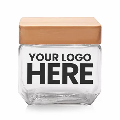 27 oz. Glass Candy Jars with Wooden Lid - Stealth Promo Co