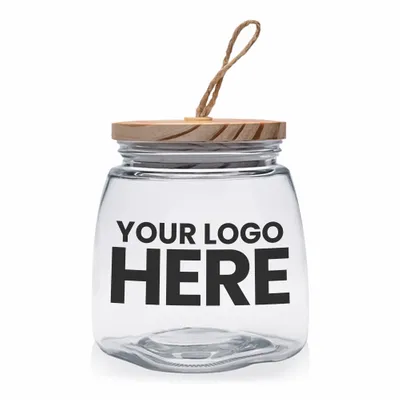 64 oz. Glass Candy Jars with Suction Wooden Lid - Stealth Promo Co