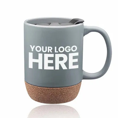 13 oz. Barista Ceramic Mugs with Cork Bottom - Stealth Promo Co