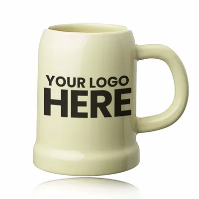 24 oz. Beige Ceramic Beer Mugs - Stealth Promo Co