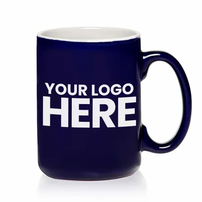 15 oz. El Grande Two Tone Glossy Coffee Mugs - Stealth Promo Co
