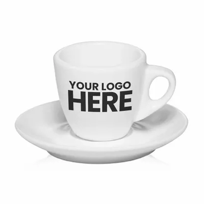 2.5 oz. Espresso Cups with Saucer - Stealth Promo Co