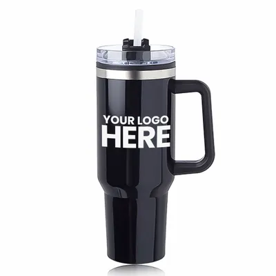 40 oz. Hugo Plastic Interior Stainless Steel Travel Mugs - Stealth Promo Co