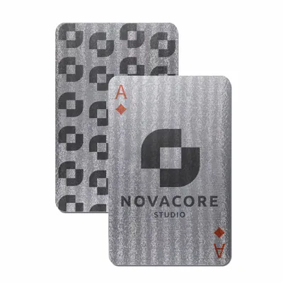 Brushed Silver Finish Playing Cards - Stealth Promo Co
